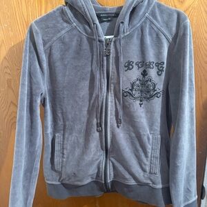 Bcbgmaxazria Y2K Zip-Up Hoodie, Gray, Medium